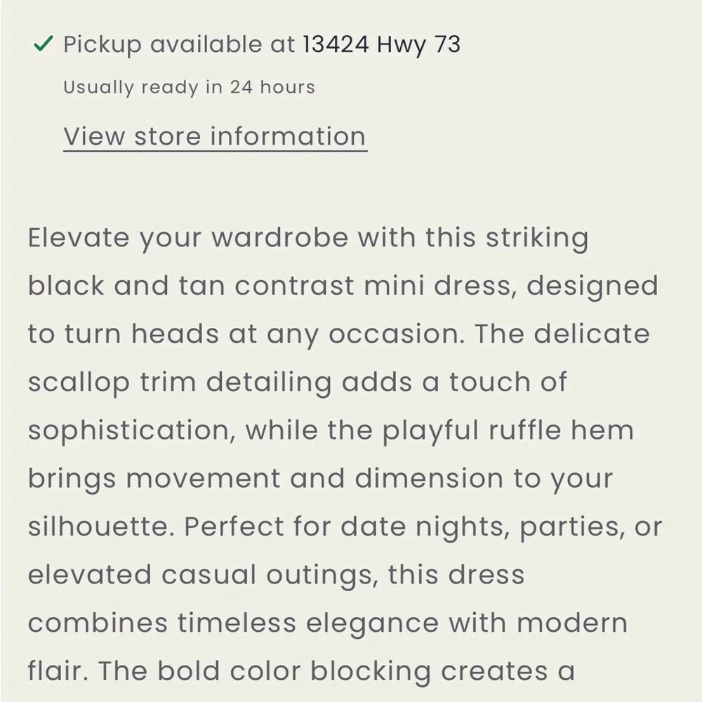 Black Mini Dress with Cream Scalloped Trim - Picture 6 of 10